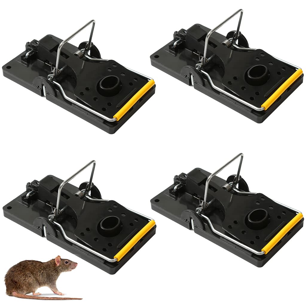 HASTHIP® 4Pcs Rat Traps House Garden Patio, Reusable Mouse Traps for Mice, Rats, Chipmunks, Squirrels, Hamsters and Other Rodents, Quickly Slam Rat Killer for Indoor and Outdoor (Large)