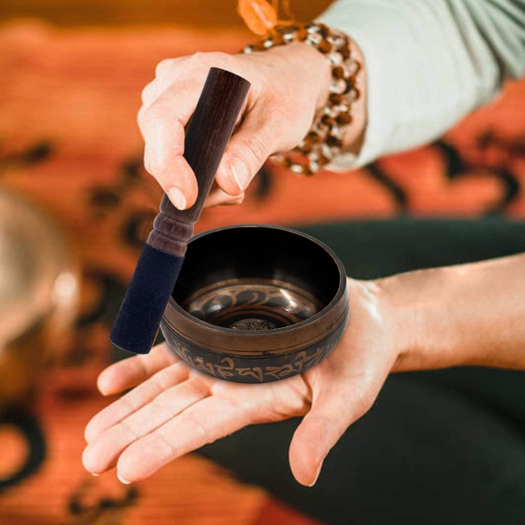 HASTHIP Tibetan Singing Bowl Set for Meditation and Yoga featuring 3.74 in Handmade Copper Bowl | Includes Silk Cushion and Leather Mallet