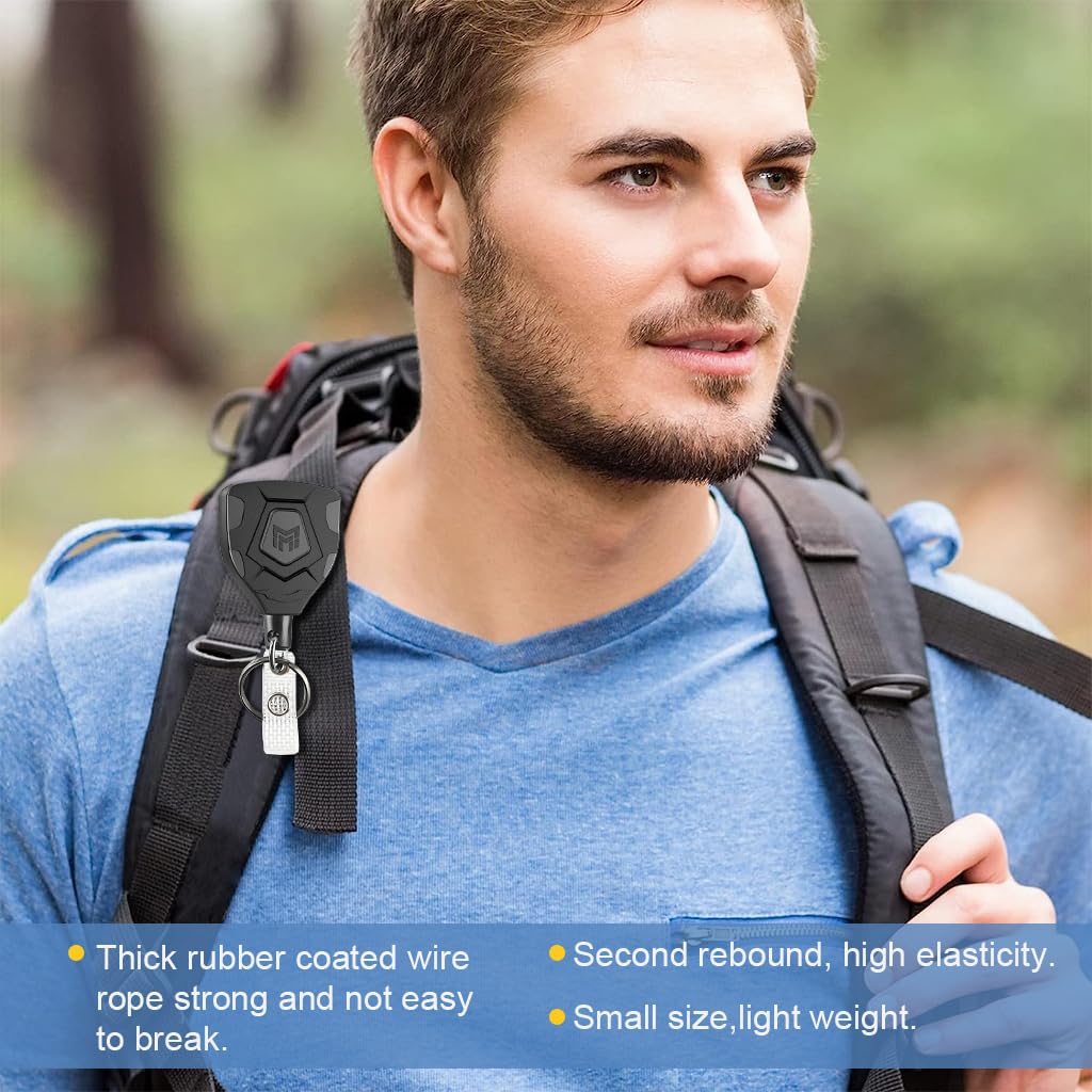 HASTHIP Retractable Keychain for ID Badges and Keys with 31.5 in Steel Cord | ABS Body Clip