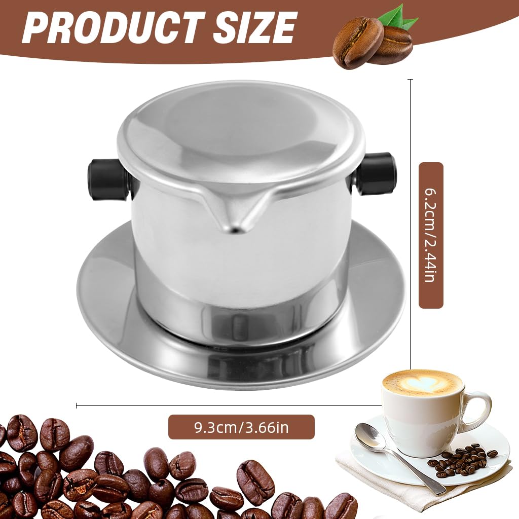 Supvox Vietnamese Drip Coffee Filter for Iced Coffee with Detachable Press and Stainless Steel Base