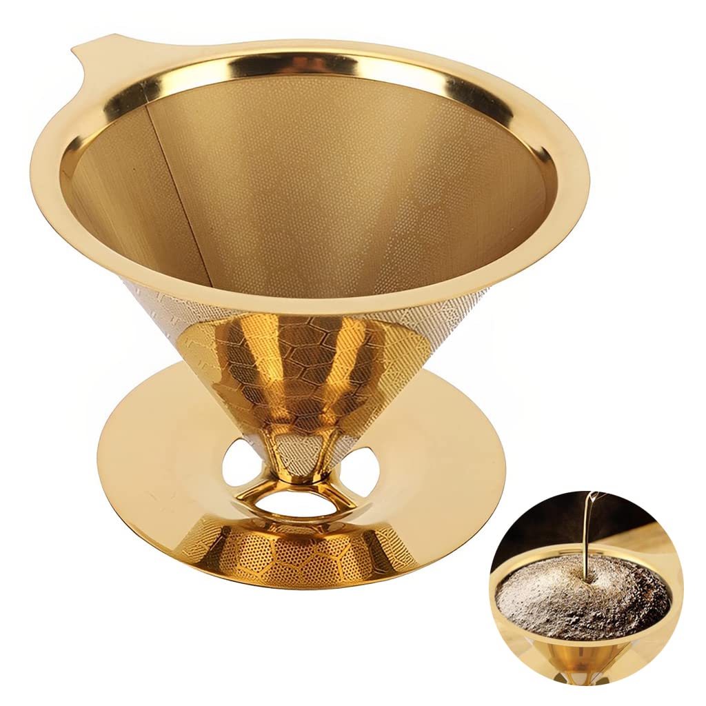 HASTHIP Filter Coffee Maker 800 Mesh for Pour Over Brewing with Dual Layer Stainless Steel | Easy Clean and Eco Friendly Design