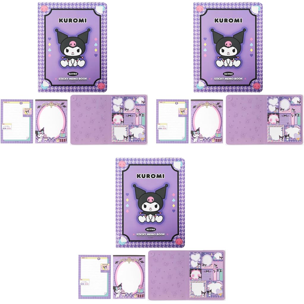 HASTHIP® 330PCS Kuromi Kawaii Sticky Notes 11 Styles Melody Themed Comfortable Bookmark Design for Scrapbooking School Girls Office Supplies Small Gift