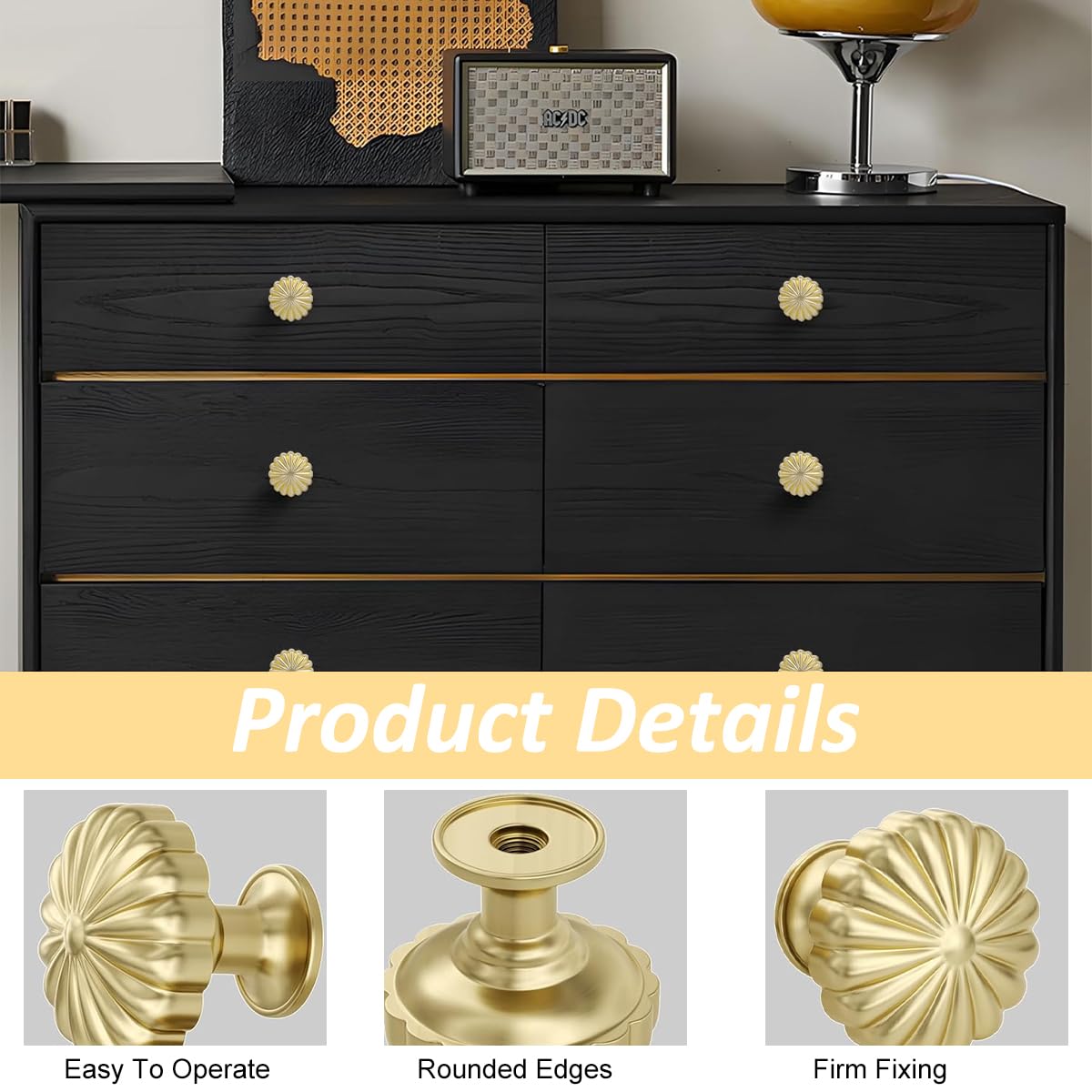 Zibuyu Cabinet Handles for Dressers and Drawers with Brushed Brass Finish | 2pcs Set