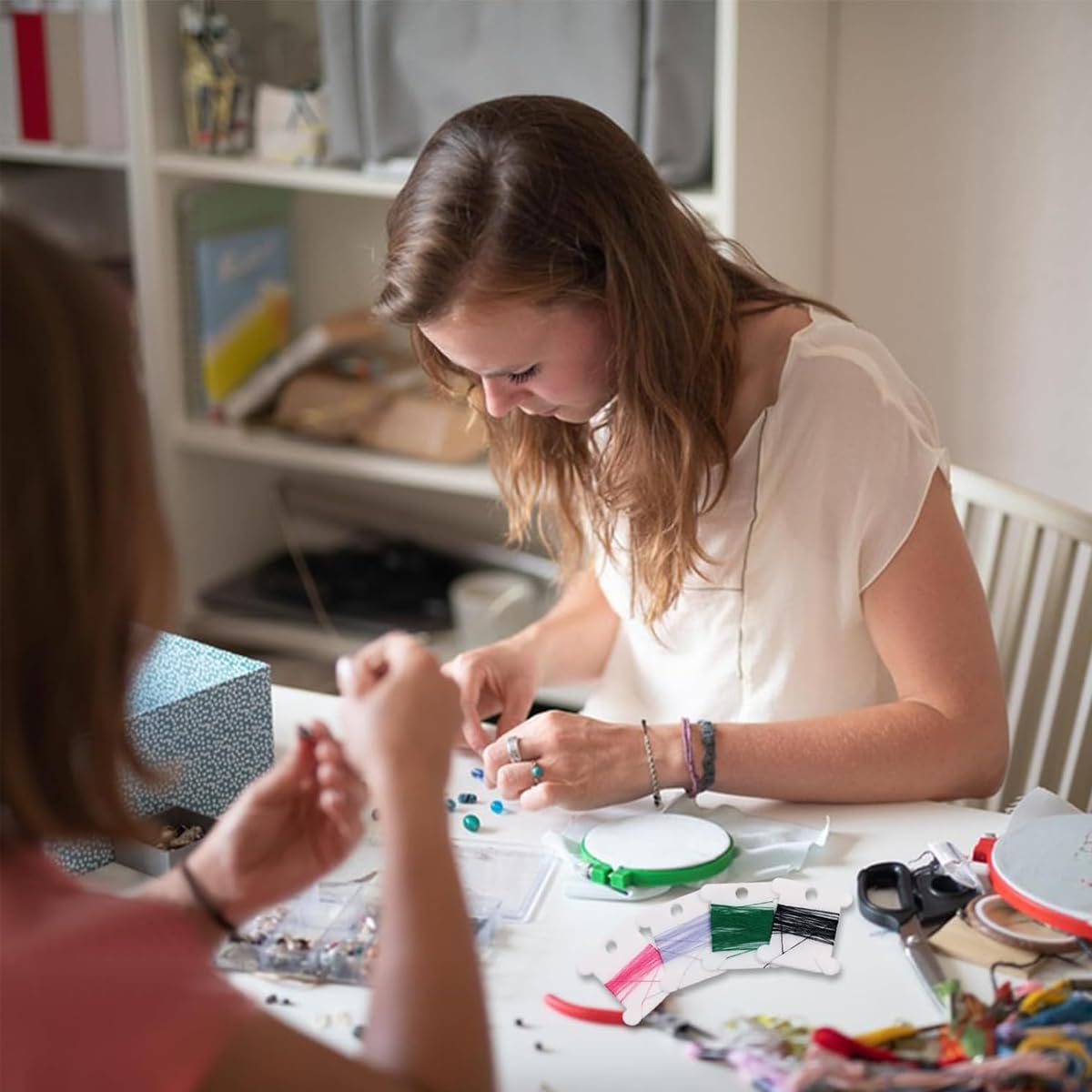 HASTHIP Embroidery Floss Organizer Kit for Cross Stitch with 24 Compartments and 40 Bobbins | Includes Floss Winder and Color Number Stickers