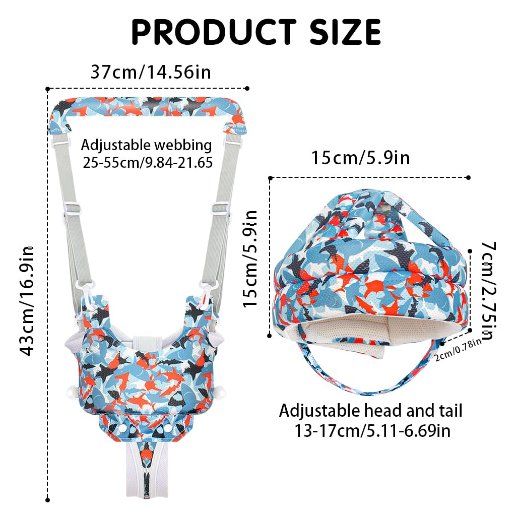 SNOWIE SOFT Baby Walking Harness for 8–24 Months featuring Ergonomic Padded Head Protector | Adjustable Blue Toddler Safety Set