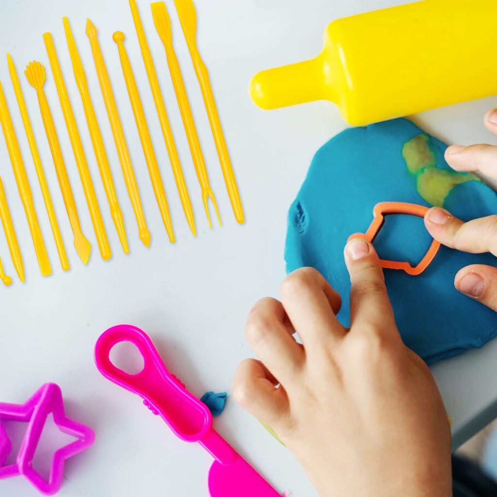 HASTHIP Clay Art Tool Kit for Pottery and Sculpting with 14 Tools featuring Dual Head Design | Includes Acrylic Rollers and Storage Bag