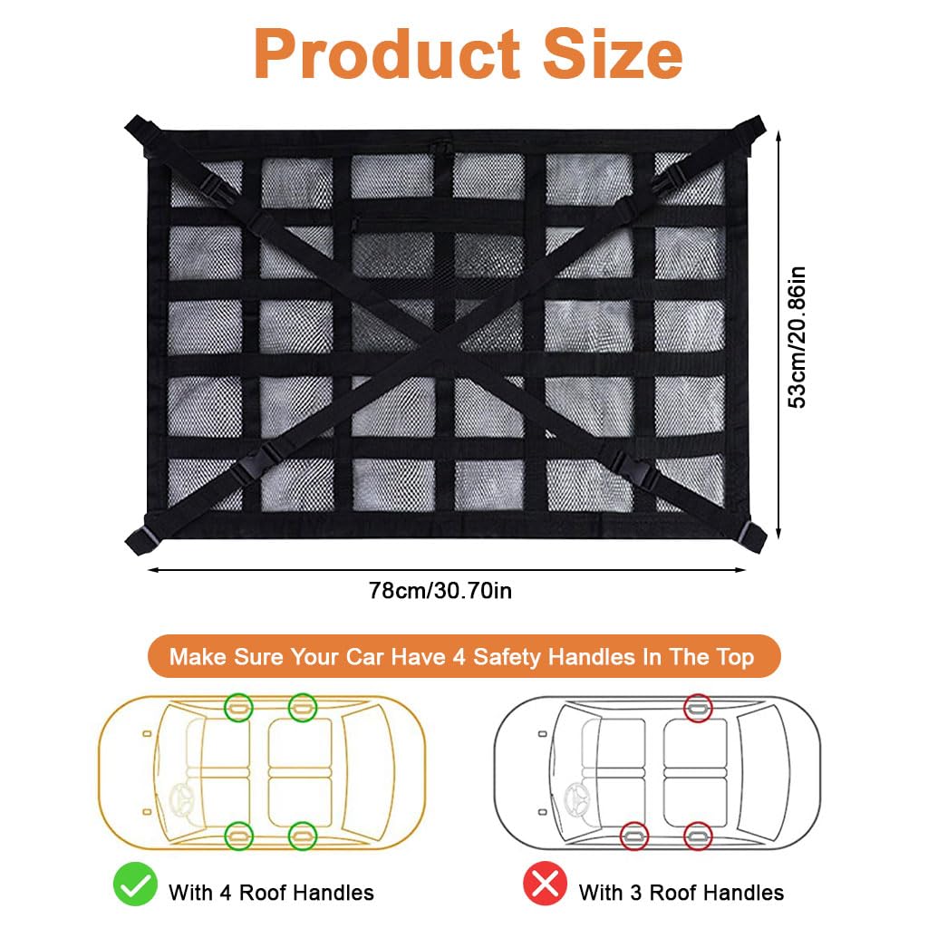 STHIRA Car Luggage Carrier Roof Organizer 21.6x31.5 in with Double Layer Mesh | Quick‑Release Straps for SUVs and Cars