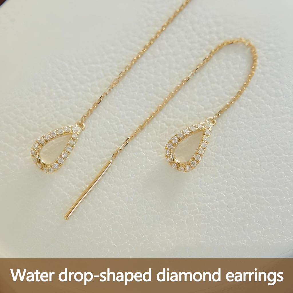 ZIBUYU Gold Boho Teardrop Earrings for Women with Crystal Chain | Hypoallergenic Gift