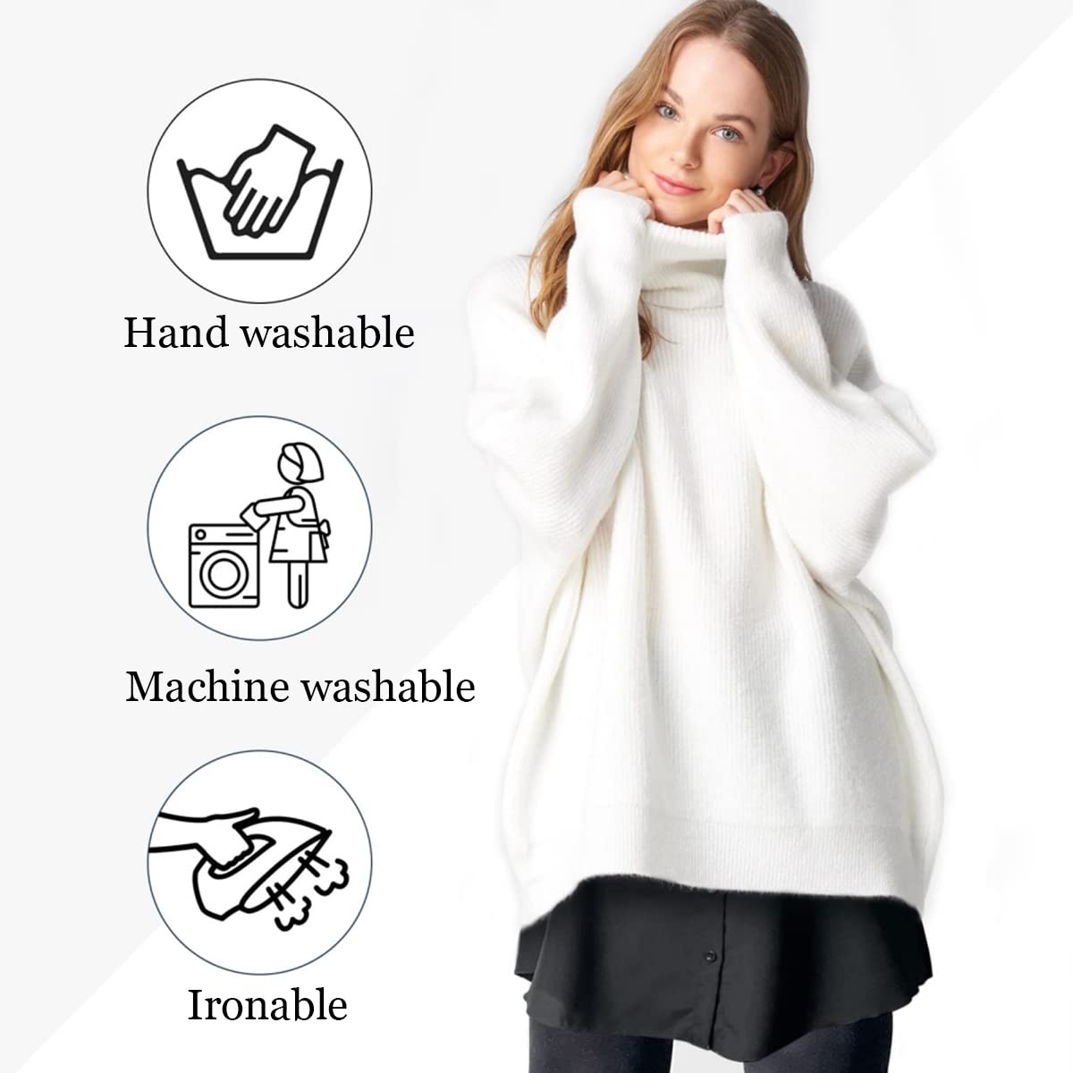 GUSTAVE Shirt Extender for Women with Elastic Waist and Short Front Long Back | 2Pcs Size L Black and White, Waist 80cm Length 39cm