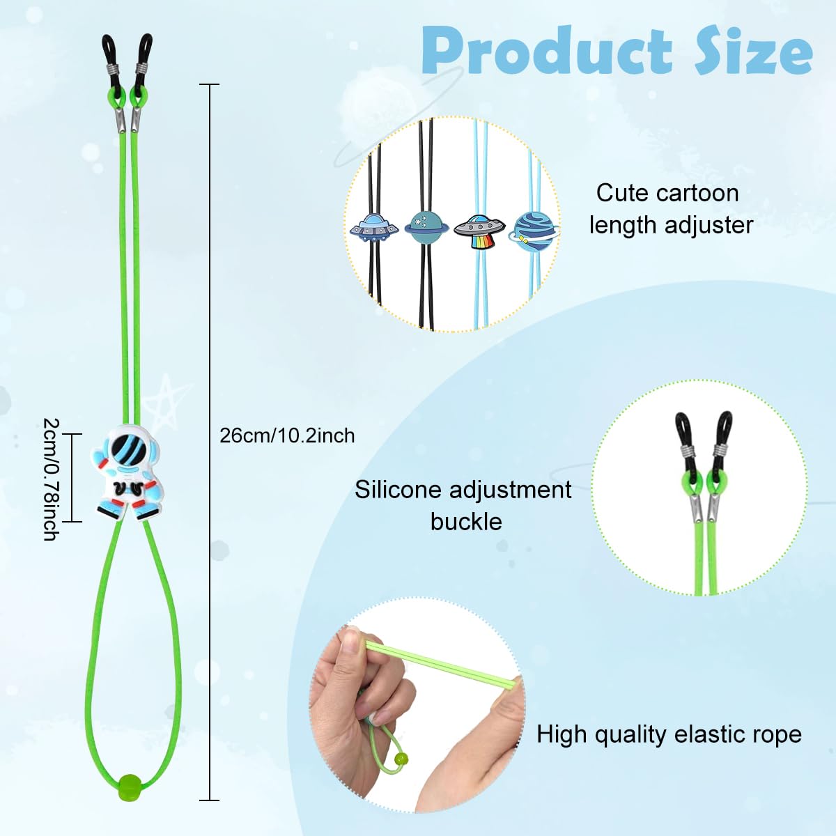 PATPAT Glasses Lanyard for Kids with 9.8 in Adjustable Strap & Cartoon Sliding Buckle | Anti Slip Eyewear Holder