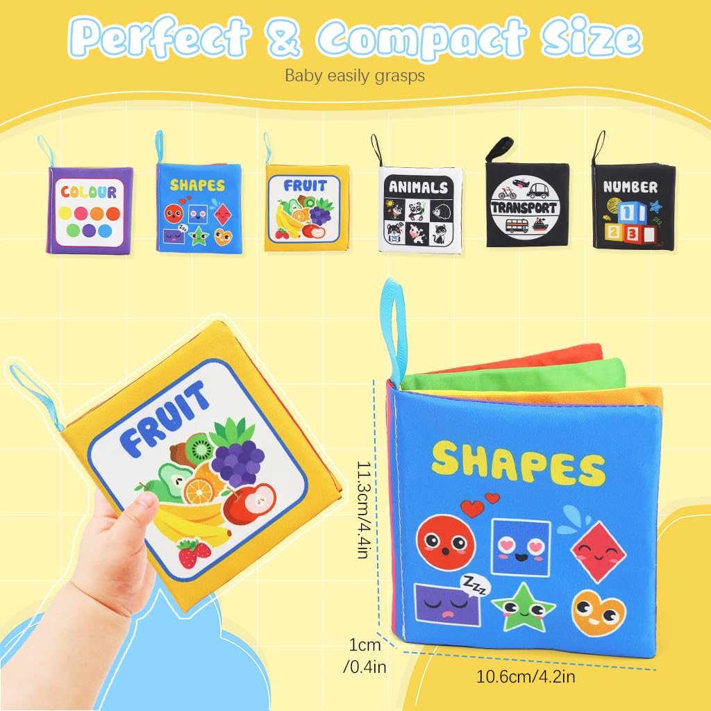 SNOWIE SOFT Cloth Books for Babies with 6 Themed Learning Sets | Sensory Toys 0–3 Years