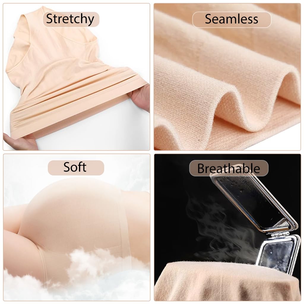 PALAY Maternity High Waist Underwear for Pregnancy with Seamless Belly Support, 2 Pack Beige&Black