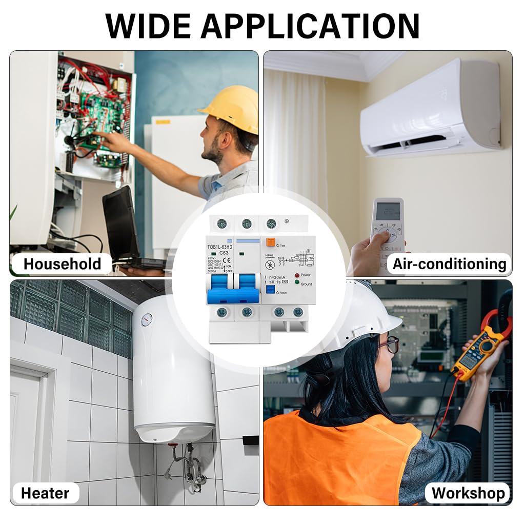 Serplex Circuit Breaker for Small Appliances with 63A Surge and Leakage Protection | Flame Retardant PC Housing