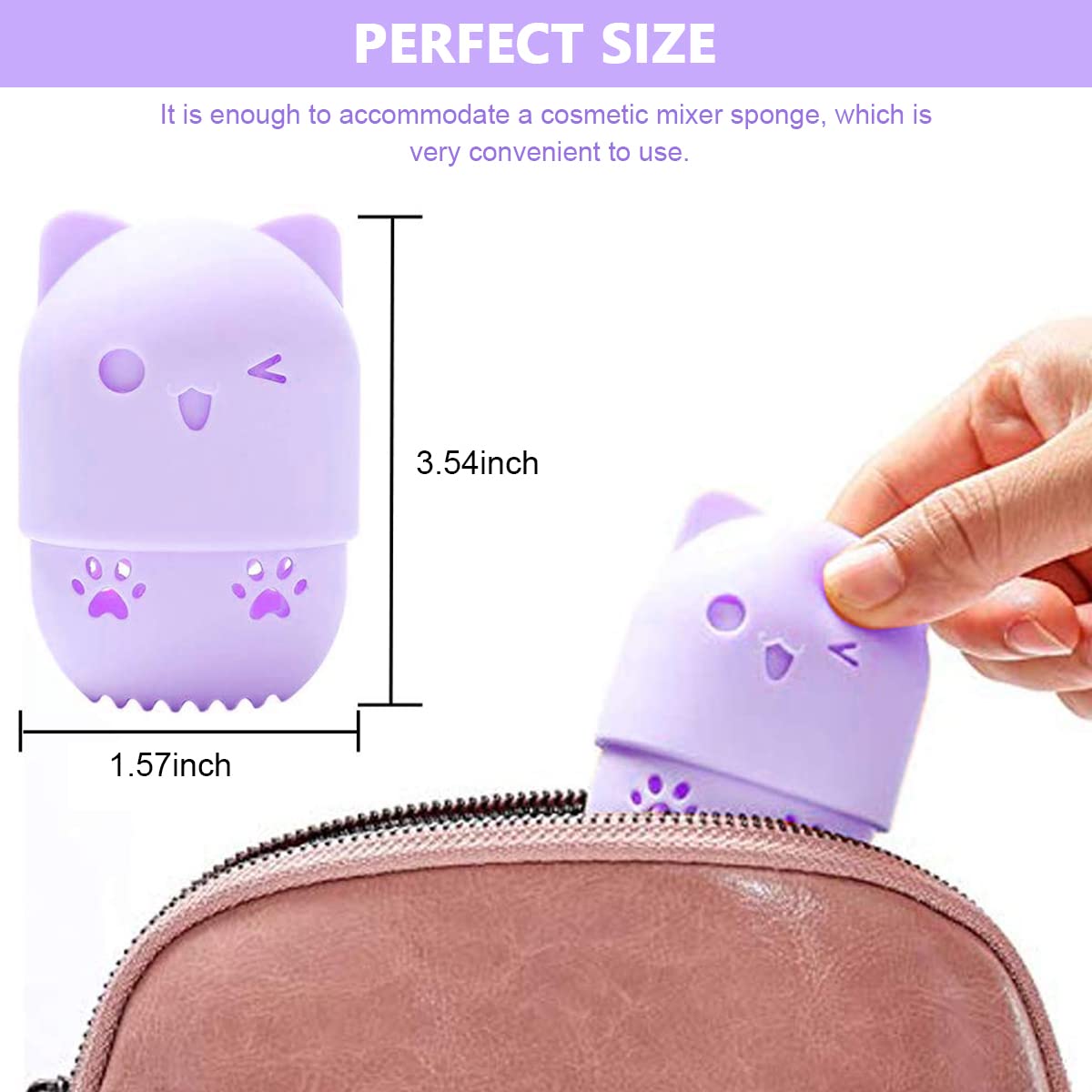 MAYCREATE Makeup Sponge Holder for Travel with 9×5.7×5.7 cm Case featuring Breathable Open Work Design | Purple Silicone Organizer