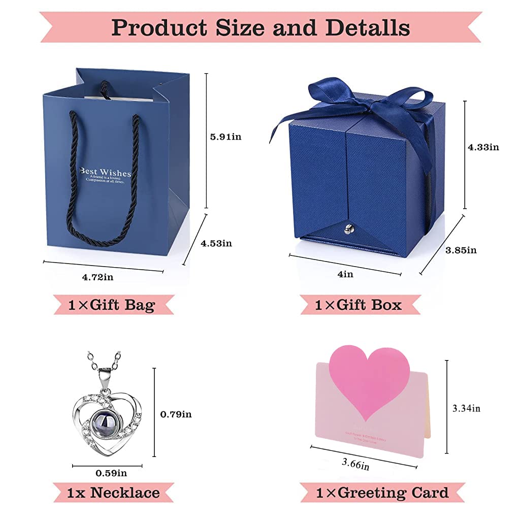 HASTHIP Rose Flower Gifts for Girlfriend featuring Eternal Real Preserved Rose & I Love You Necklace