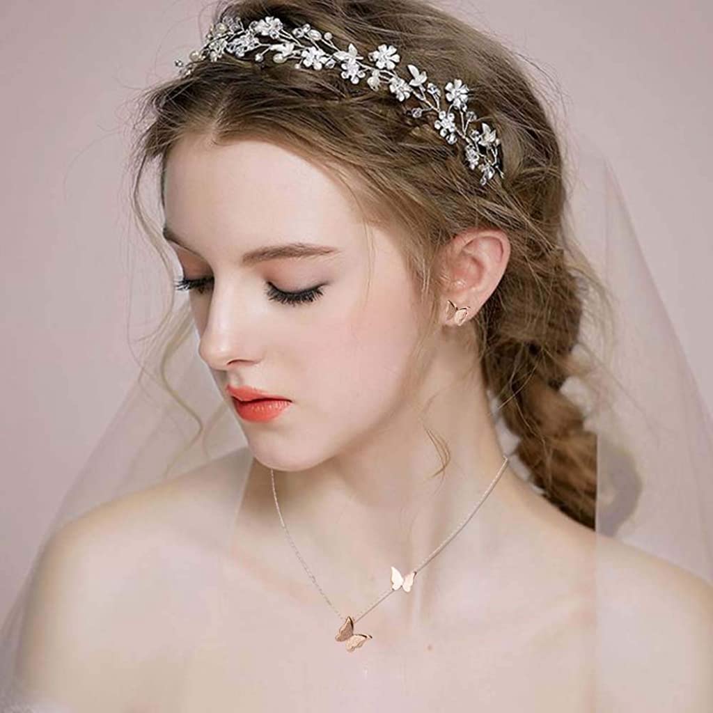 Venzina Necklace for Women featuring 16–18 in Adjustable Thin Chain Butterfly Pendant | Rose Gold Alloy Gift for Girls