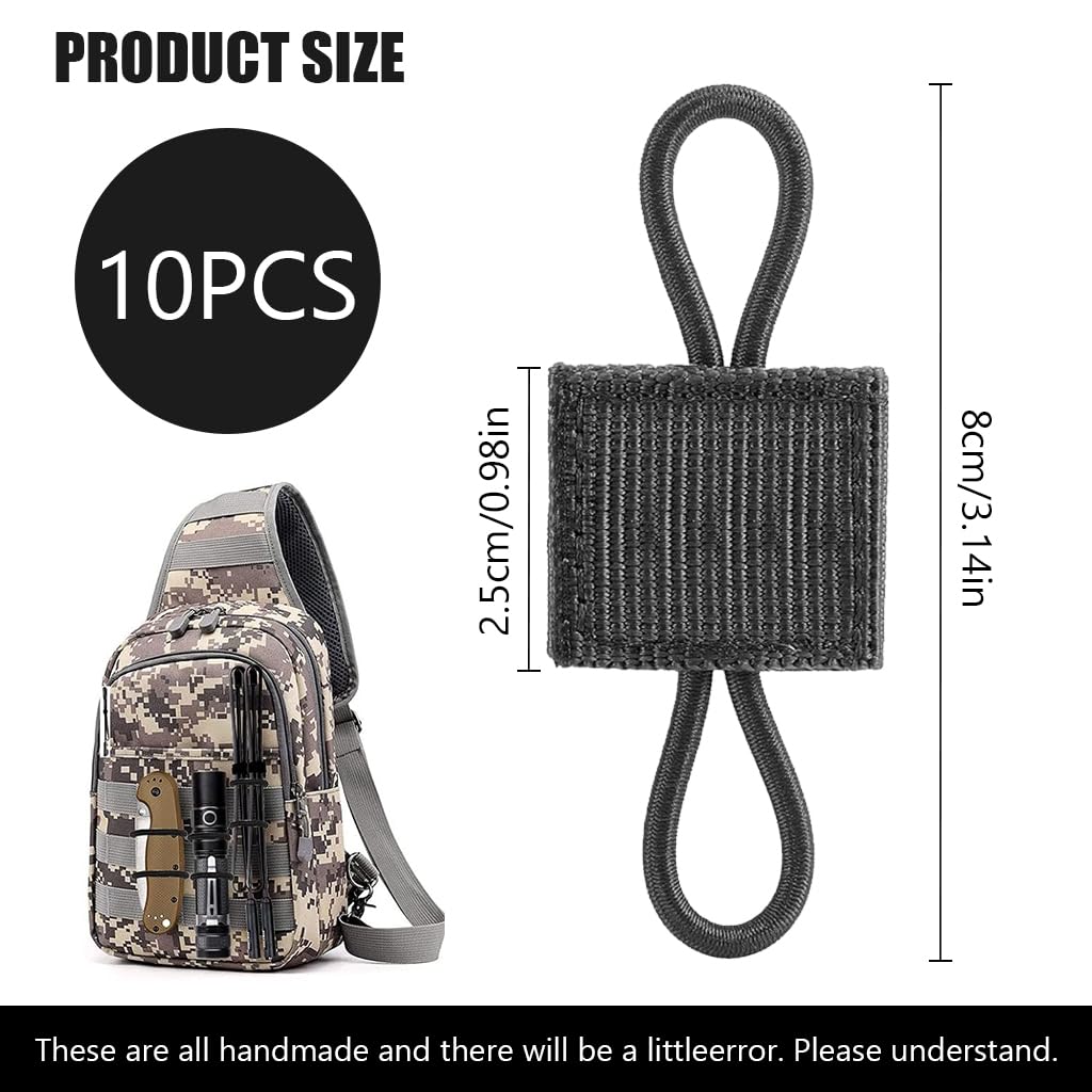 Proberos Tactical Gear Holder Clip for MOLLE Vests and Backpacks Pack of 10 | Elastic Nylon Retainer