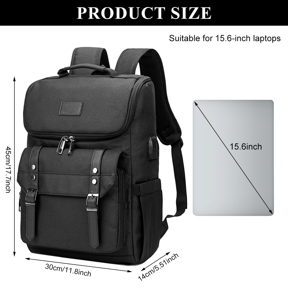 PALAY Laptop Backpack for Office and Travel featuring USB Port and Trolley Strap | Waterproof Oxford Bag Fits 15.6 Inch Laptop
