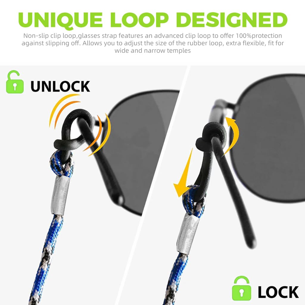 HASTHIP Specs Holder Glasses Strap for Sports and Daily Use with Adjustable 28 in Cord | 5 Pcs Polyester Eyeglass Chain for Men and Women