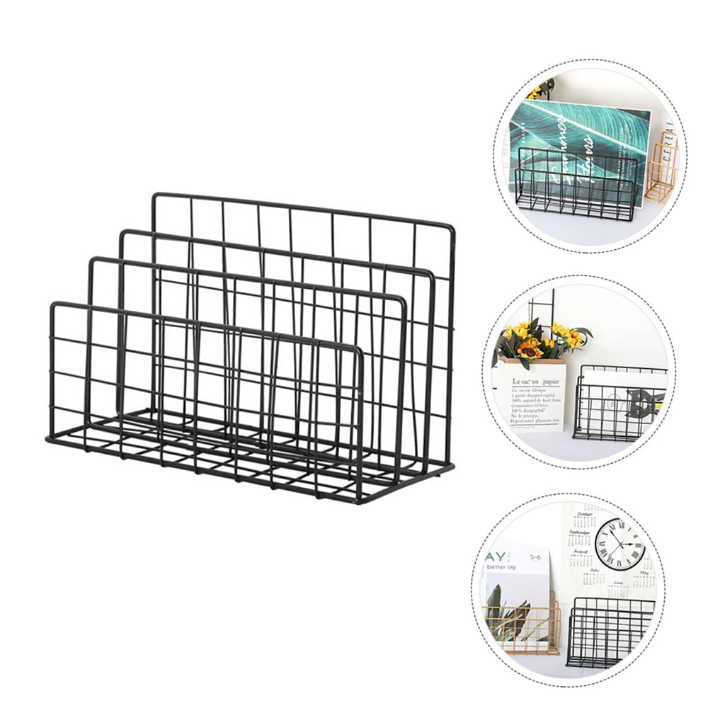 Zibuyu 3 Tier Metal Book Organizer for Desk and File Storage with Wire Design | Rose Gold