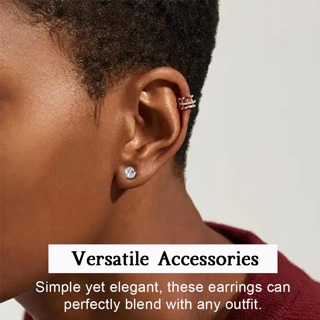 SANNIDHI Earrings Set for Women featuring Clip-on Design with 5 Pairs 4–8mm Cubic Zirconia | Ideal for Non-Pierced Ears
