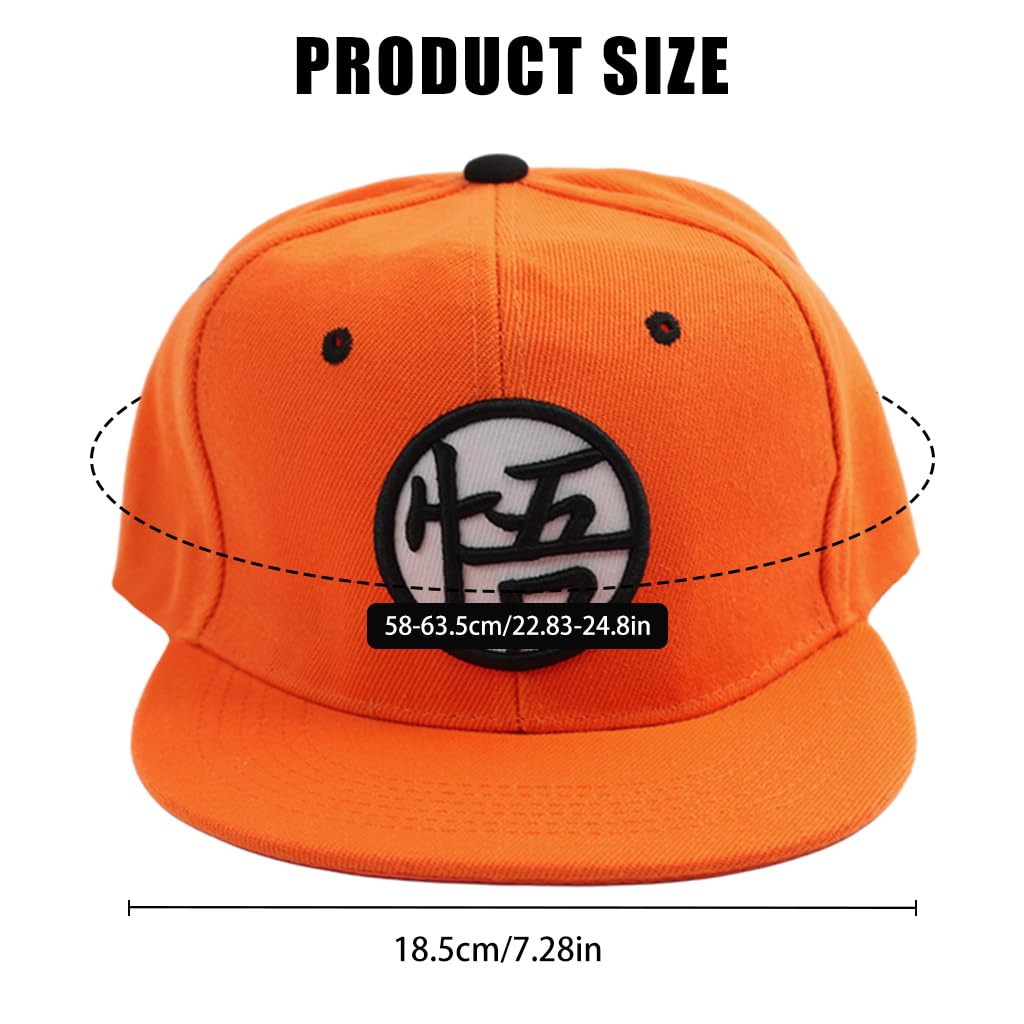 GUSTAVE® Cap for Men, Baseball Cap Hip-Hop Cap Merchandise Cap Adjustable Cap Son Goku Embroidery Orange Baseball