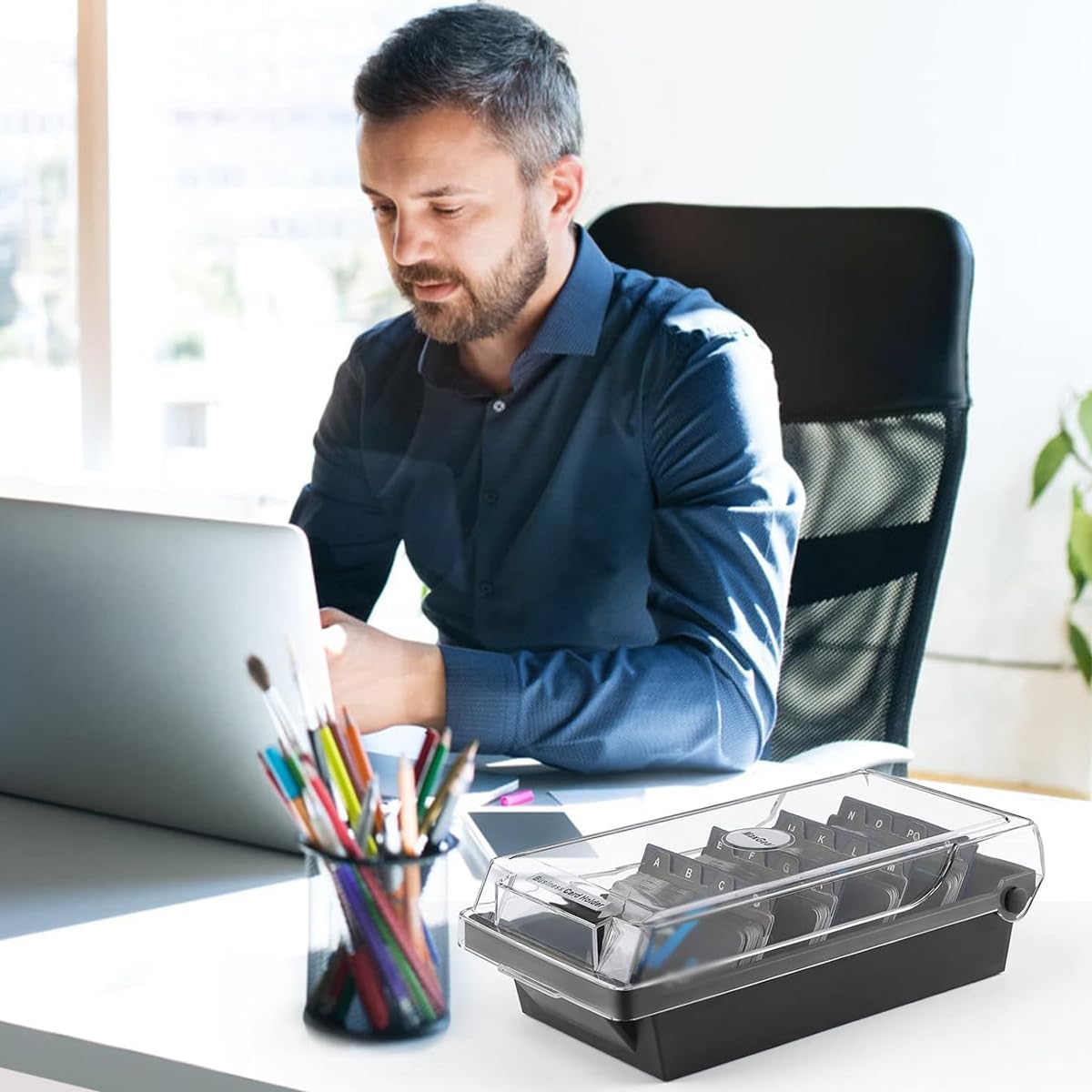 Climberty Business Card Storage Case with 5 Compartments for 500 Cards 24x12x7.5cm | Organizer