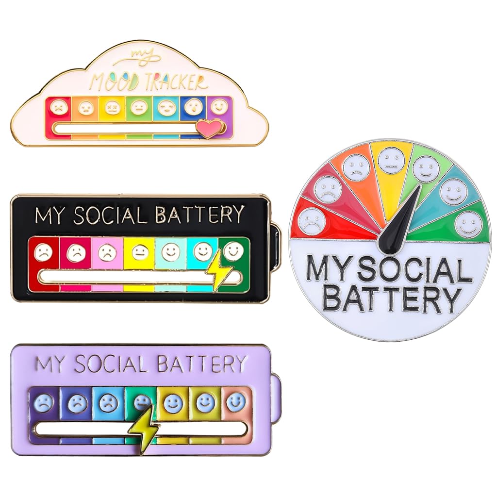 OFIFO Mood Tracker Enamel Pins Set for Jackets and Bags featuring Colorful Designs Pack of 4