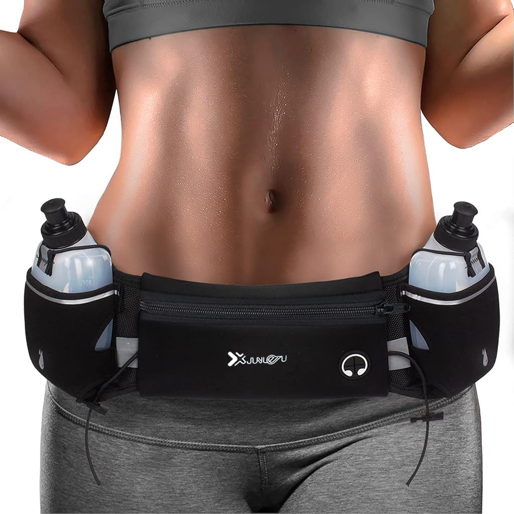 Proberos® Running Belt with Dual Pouches Ultral Light Outdoor Running Belt Trail Running Hydration Belt Elastic Adjustable Running Belt Waterproof Outdoor Running Gear