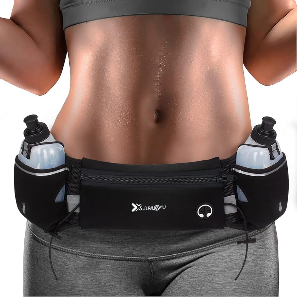 Proberos Running Belt for Running and Cycling with Dual Water Bottles and 7 in Phone Fit | Adjustable Hydration Waist Pack