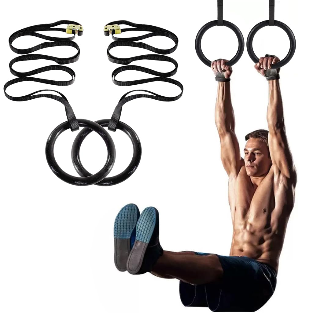 Proberos Gymnastic Rings for Adults with 14.76ft Adjustable Straps and Zinc Alloy Buckles | 1100lbs Capacity