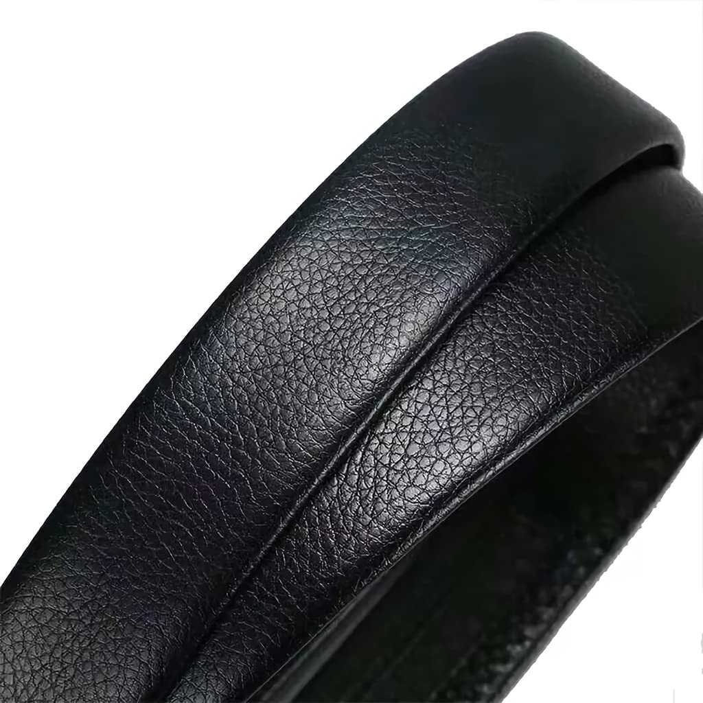 GUSTAVE Men's Belt for Business and Casual Wear featuring Automatic Button Buckle | PU Leather Black 120cm Adjustable