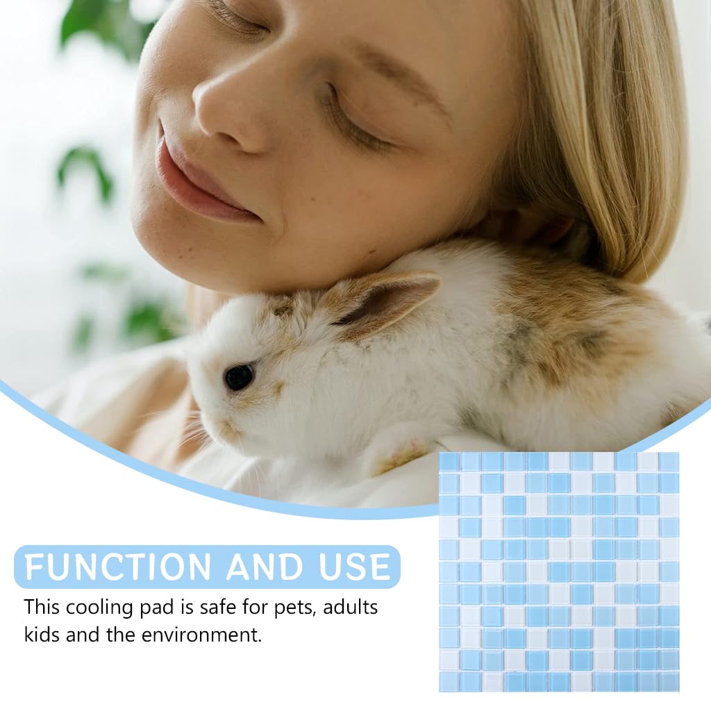Qpets Cat Cooling Mat for Small Pets featuring Cooling Ceramics 30x30 cm Blue Mosaic Design