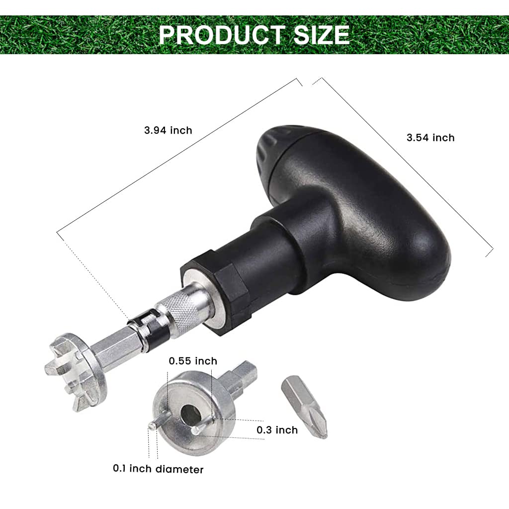 Proberos Golf Shoe Wrench Tool with 3 Bits and Ergonomic T Handle for Cleat Removal | Zinc Alloy and ABS Construction