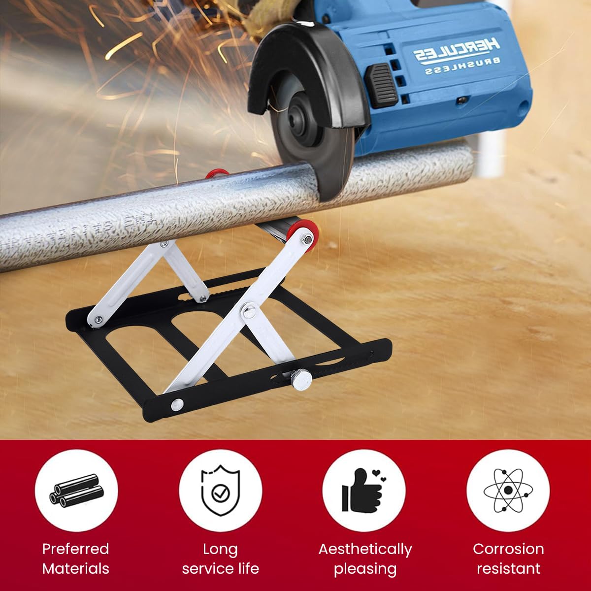 Serplex Folding Cutting Material Bracket for Metal Work featuring Adjustable Height and 20x17cm Compact Frame