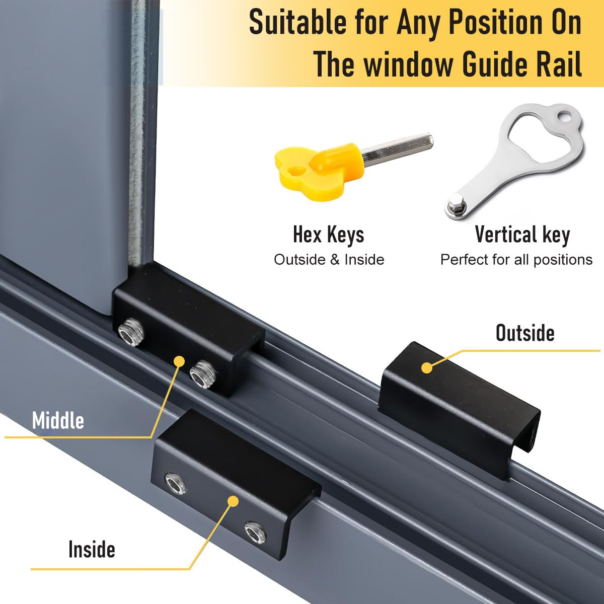 SNOWIE SOFT Sliding Window Locks for Home and Office featuring Keyed Security 4pcs Black