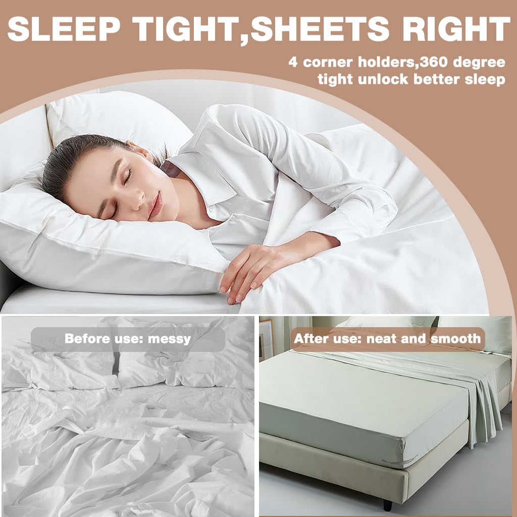 HASTHIP Fitted Sheet Fasteners Set for Bed Corners with Curved Strip Clamp | Pack of 4