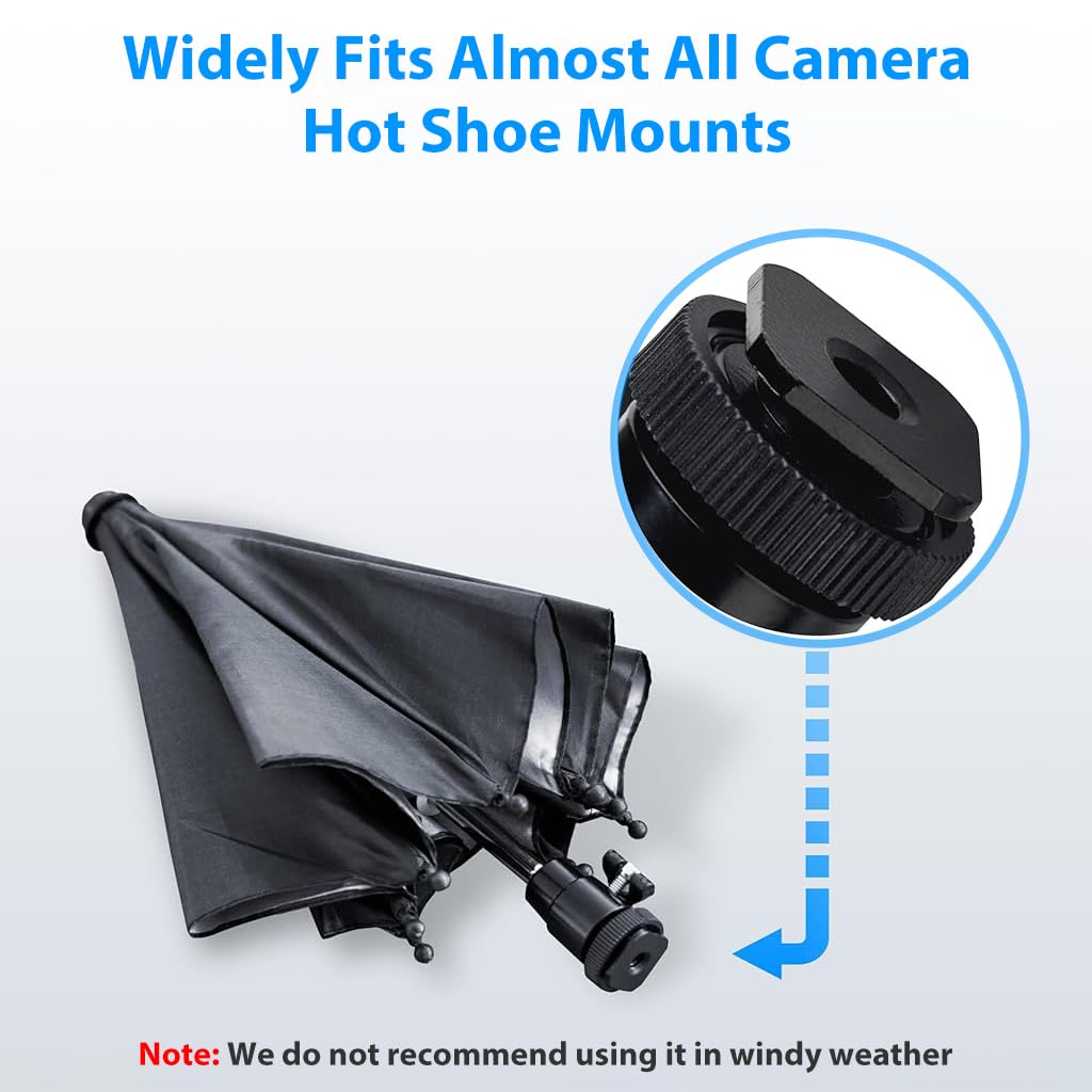 ZORBES Camera Umbrella for Outdoor Shooting with 19.7 in Coverage featuring 360° Swivel Joint | Waterproof Polyester Protection for DSLR & Mirrorless Cameras