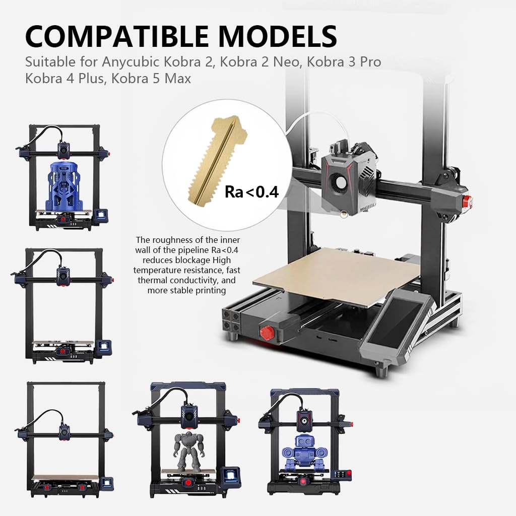Serplex 3D Printer Nozzles for Kobra 2 Series with 0.4mm Precision Brass Tips | Smooth Extrusion