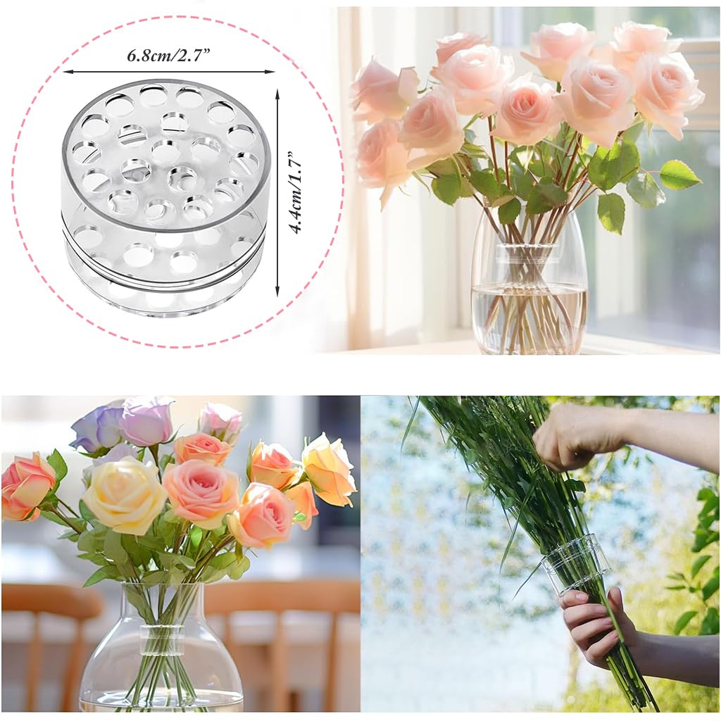 HASTHIP® Flower Arrangement Holder, Spiral Stem Holder for Vases, Ikebana Flower Arranger, Acrylic Floral Grid for Flower Arrangement, Spiral DIY Bouquet Twister Flower Holder (Clear, L)