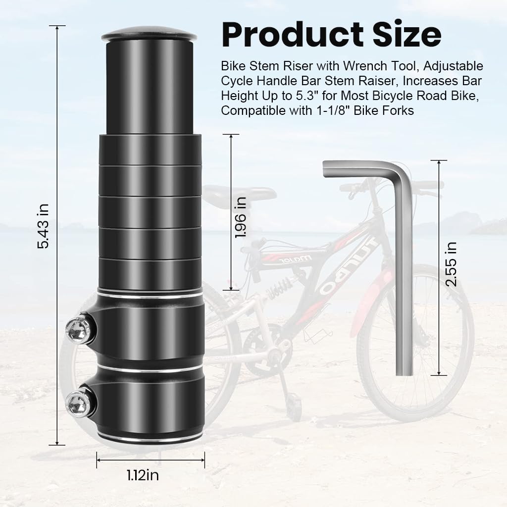 Proberos Bike Stem Riser for Road and Mountain Bikes with Double Screw Lock | 10 cm Adjustable Aluminum Alloy Handlebar Extension