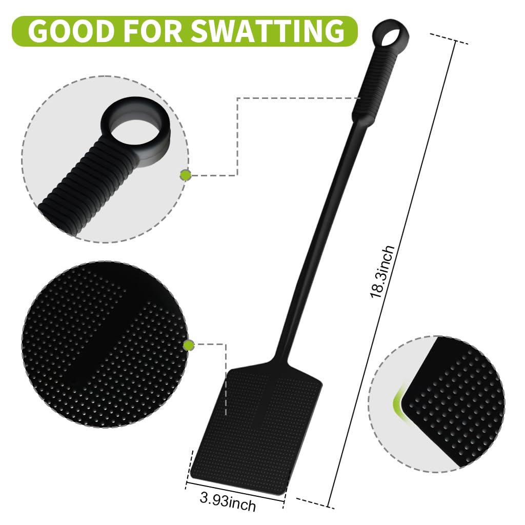 Supvox Fly Swatters for Home and Outdoor with 17.5 in Long Handle & Ergonomic Grip | 4 Pcs