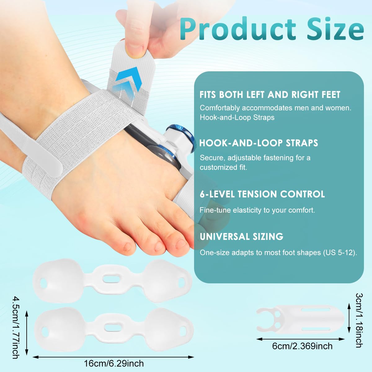 HANNEA Bunion Corrector for Women and Men featuring Adjustable Knob Traction with Silicone Pad | Comfortable Orthopedic Toe Straightener