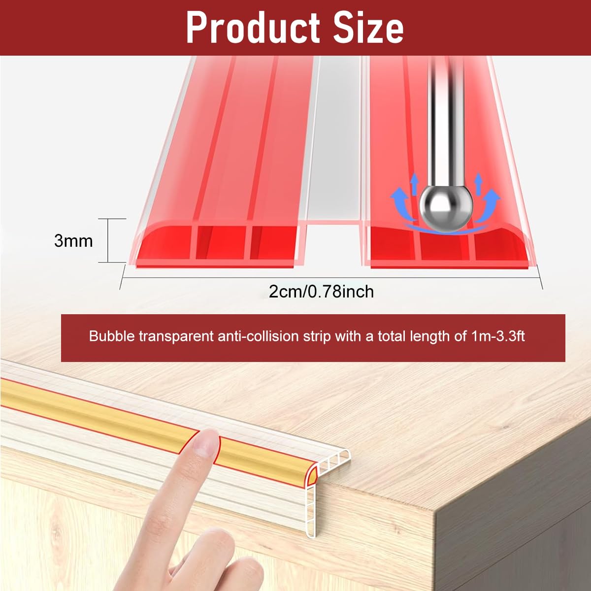 SNOWIE SOFT Corner Protector for Baby with 3.3 ft Length featuring Air Bubble Cushion | Transparent Edge Guard for Tables and Cabinets