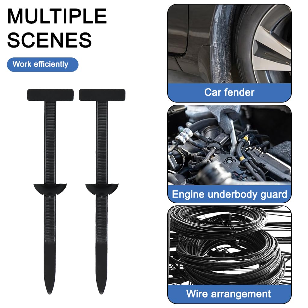 STHIRA Nylon Cable Ties for Automotive Panels with T Type Push Mount | Pack of 50