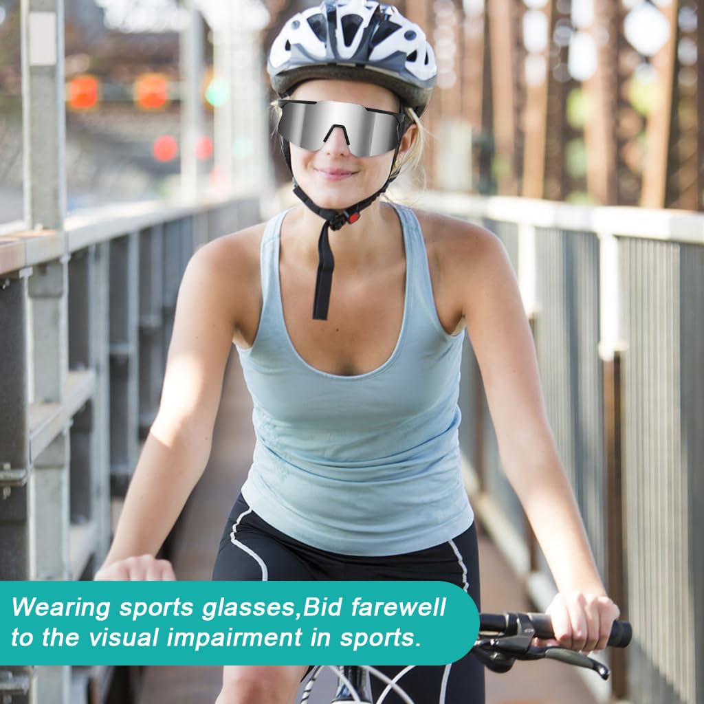 PROBEROS UV400 Sunglasses for Day and Night Riding with Anti Glare Silver Lens | Lightweight Frameless Design