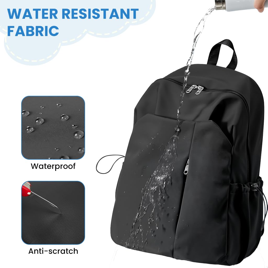 Zibuyu Backpack for School and Travel with Anti Theft Pocket and 15.6 Inch Laptop Sleeve | Waterproof White Bag for Men and Women