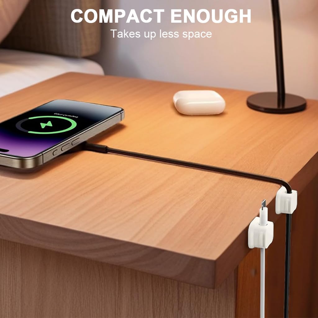 ZORBES Magnetic Cable Clip Organizer 6 Pcs for Desk and Car with Self Adhesive Base | ABS Cord Holder for Home and Office