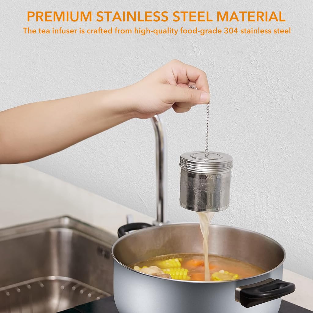 Supvox Tea Infuser for Loose Leaf and Herbal Tea 3 inch with Lid and Lifting Chain Stainless Steel