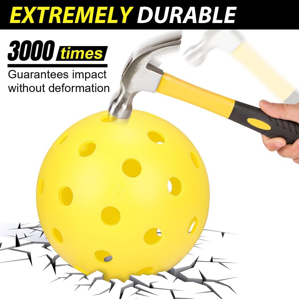 PROBEROS Pickleball Balls 8PCS for Outdoor Play featuring 74mm Size 40 Holes Hard PE | True Flight